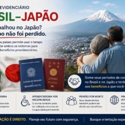 Brasileiro que trabalhou no Japão analisando documentos do INSS e da previdência japonesa, representando o acordo previdenciário entre Brasil e Japão e a possibilidade de utilizar o tempo de contribuição para aposentadoria.
