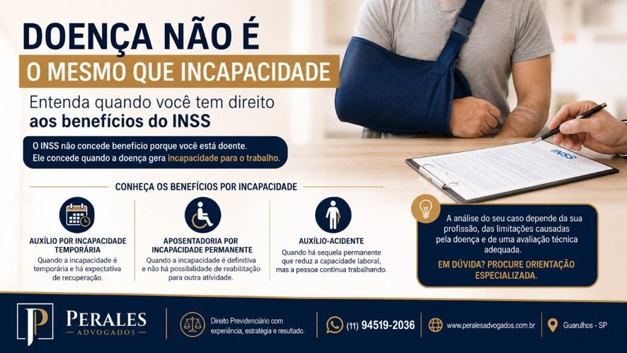 Doença Não é o Mesmo que Incapacidade: Quando o INSS Concede Auxílio-Doença, Aposentadoria por Incapacidade e Auxílio-Acidente