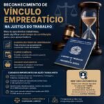 Trabalhador em audiência na Justiça do Trabalho com documentos do INSS, representando o reconhecimento de vínculo empregatício e o aumento do tempo de contribuição para aposentadoria.